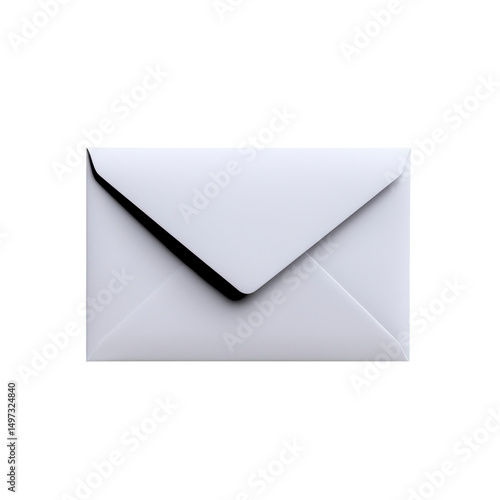 A simple white envelope on a  isolated against a transparent background..