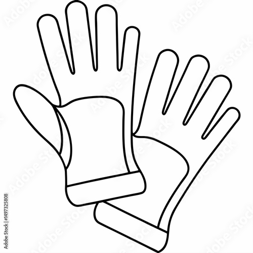 Line art illustration of gardening gloves a versatile outline suitable for various design applications and projects