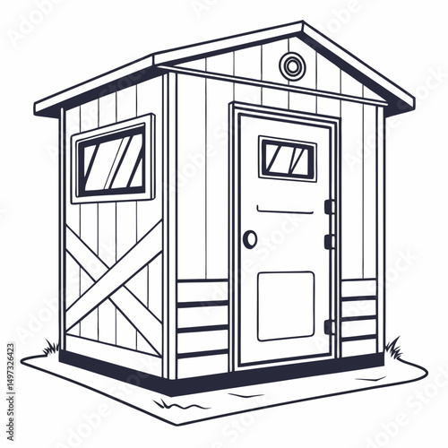 Simple black and white shed illustration a transparent vector asset for graphic design projects and creative applications