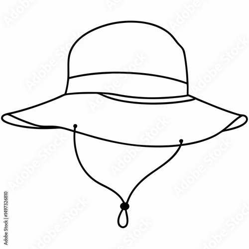 Simple vector illustration of a sun hat with chin strap design on a white background ready for use in various creative design projects