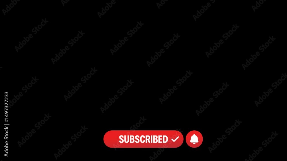 Video footage animation of 4K subscribe lower third button with alpha transparent background. Perfect for YouTube videos, calls to action, streaming overlays, and social media content.