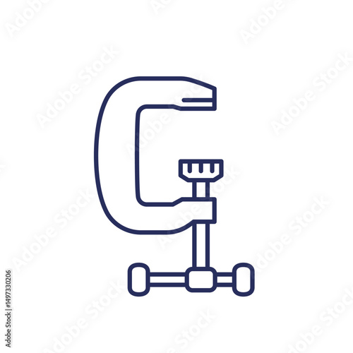 clamp icon on white, line vector