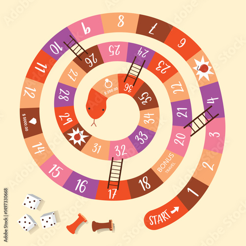 Frame of board game ,Funny frame,snake games,Vector illustrations.
