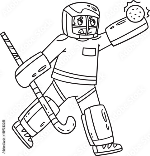 Field Hockey Male Goalie Blocking a Ball Isolated 