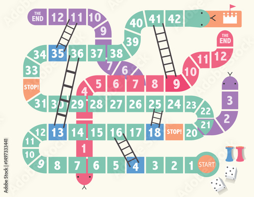 Frame of board game ,Funny frame,snake games,Vector illustrations.