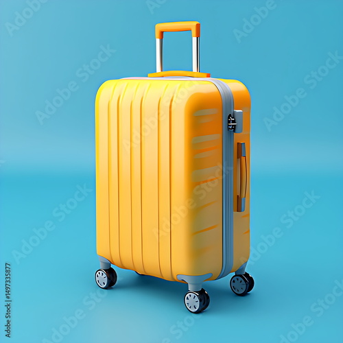 3d yellow suitcase icon illustration