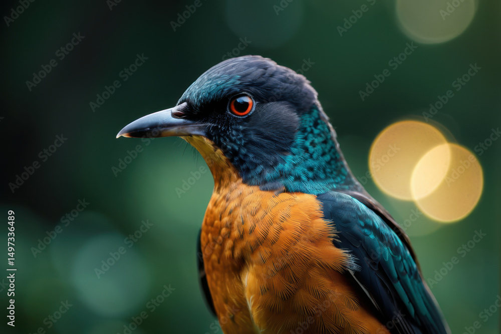 Fototapeta premium A detailed shot of a bird's face with a blurred background, great for showcasing texture and plumage