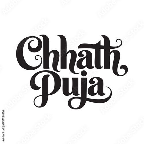 chhath puja hand lettering text design