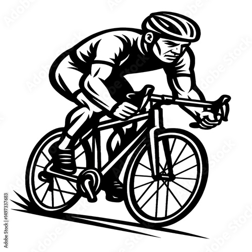 .black and white cycling     Illustration vector silhouette  style black hard  line art line drawing