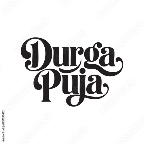 durga puja hand lettering text design