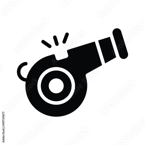 Solid style icon denoting a carnival whistle, easy to edit