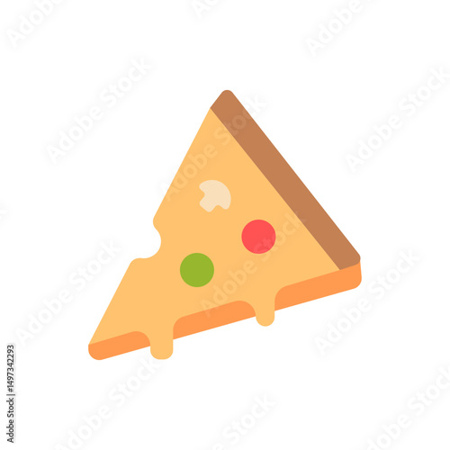 Isolated Pizza Slice Illustration with Melted Cheese and Toppings on Transparent