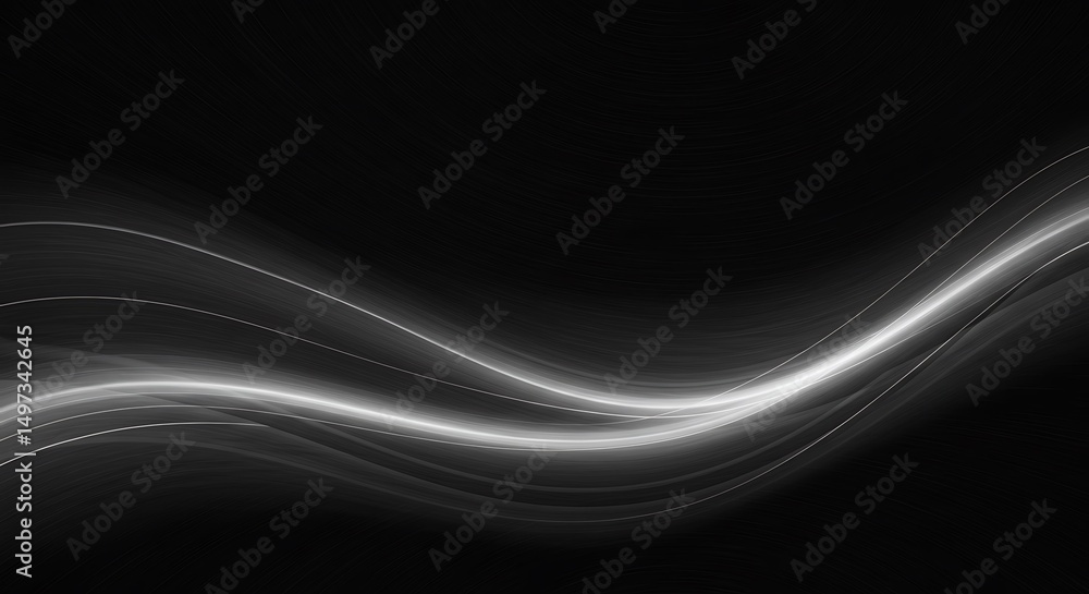 Fototapeta premium Dark Gray and White Gradient Waves with Brushed Metal Texture