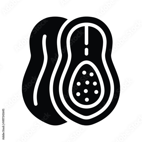 A captivating glyph icon of papaya fruit