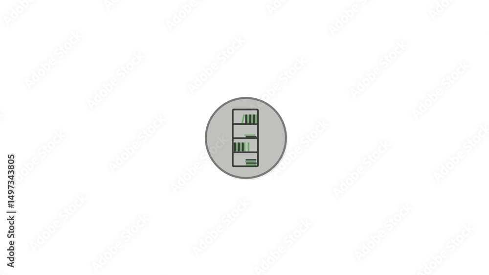 Simple Grey Circle Icon of a Vertical Shelf Unit Simple Grey Circle Icon of a Vertical Shelf Unit