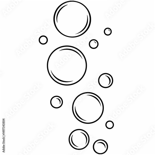 Elegant black and white bubble illustration perfect for design projects featuring simple outlines and water themed art.