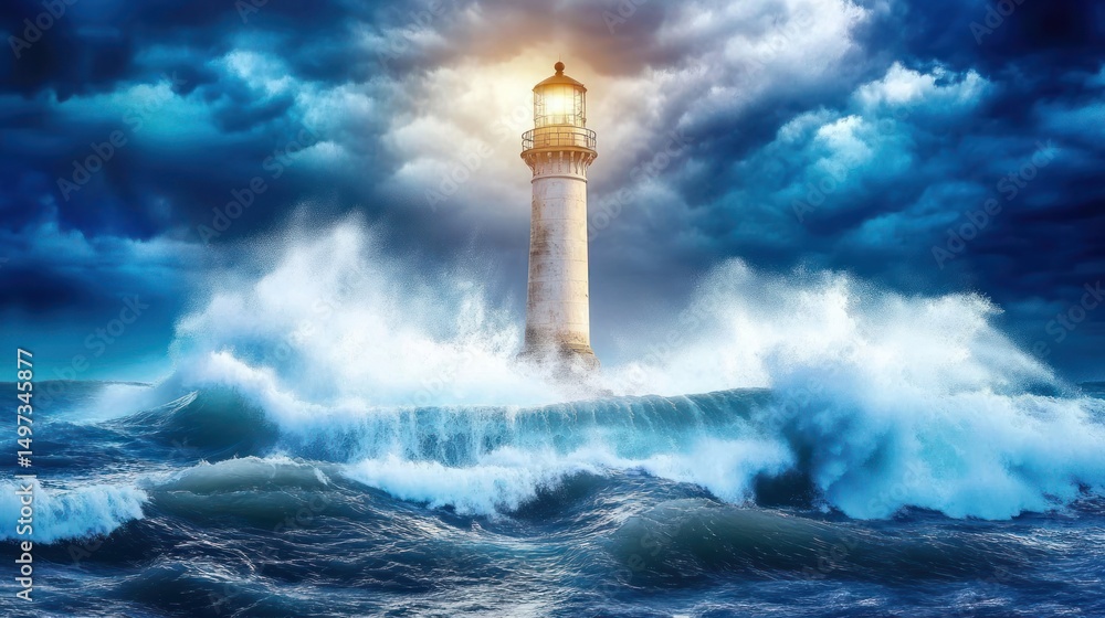 Lighthouse Amidst a Stormy Sea: A Beacon of Hope Lighthouse Amidst a Stormy Sea: A Beacon of Hope