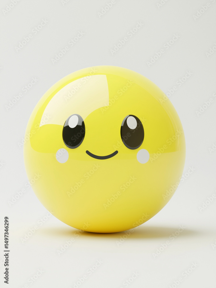 Fototapeta premium 3d rendering of a shy emoji with a happy smile