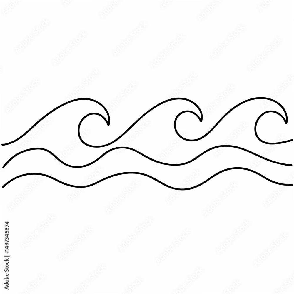 Obraz premium Simple black and white waves design representing water movement and fluidity in a clean aesthetic.