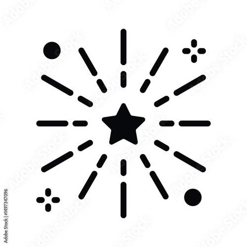 A well crafted glyph icon of fireworks celebration