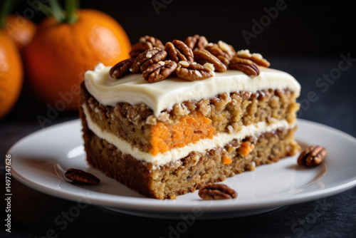 Wallpaper Mural Freshly baked carrot cake on a white plate, perfect for dessert or snack Torontodigital.ca