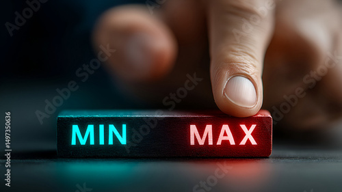 Concept visualization of a finger selecting maximum value on an illuminated block