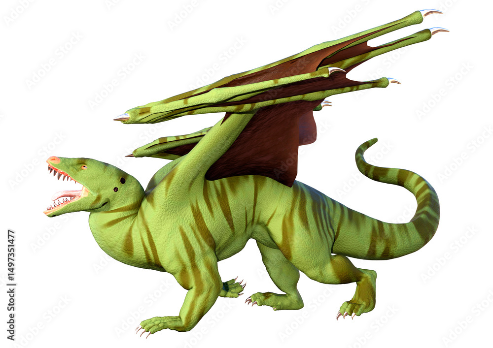 Fototapeta premium 3D Rendering Fairy Tale Dragon on White