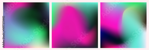Abstract vector illustration featuring soft gradient shapes and blurred neon hues in a modern fluid style, reflecting the popular vibrant gradient trend of 2025.
