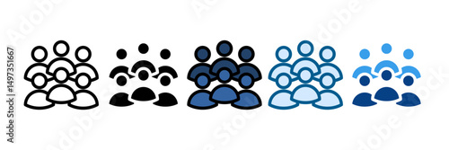 Crowd Gathering Icon Set Multiple Style Collection