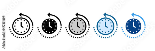 Clock Timer Icon Set Multiple Style Collection
