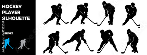 Hockey Player Shooting Silhouette Vector