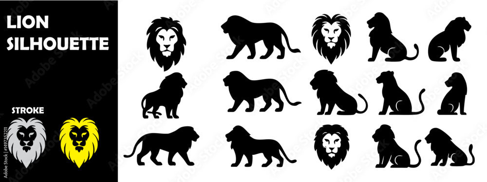 Fototapeta premium Lion Silhouette Vector Illustration
