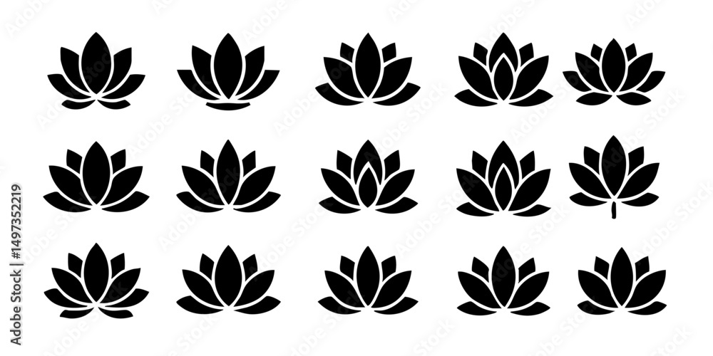 Lotus Flower Silhouette Vector set Lotus Flower Silhouette Vector set