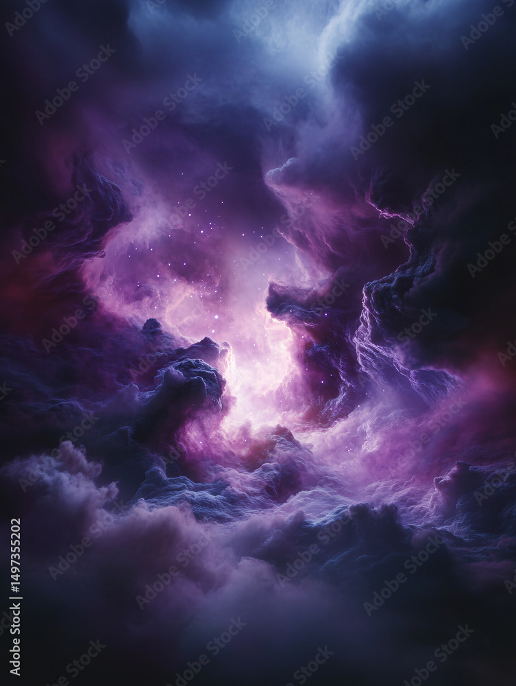 Nebula spectacle: Immerse in an ethereal, cosmic dance of violet hues and swirling clouds. The spectacle of nature's artistry Nebula spectacle: Immerse in an ethereal, cosmic dance of violet hues and swirling clouds. The spectacle of nature's artistry