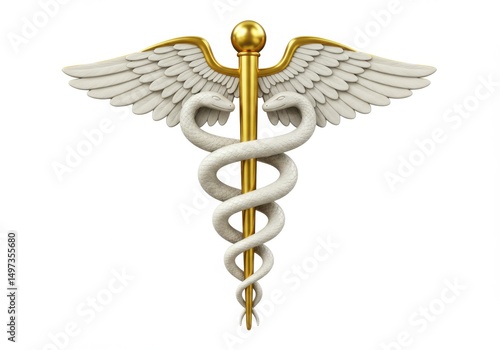 Caduceus medical symbol, isolated on white background