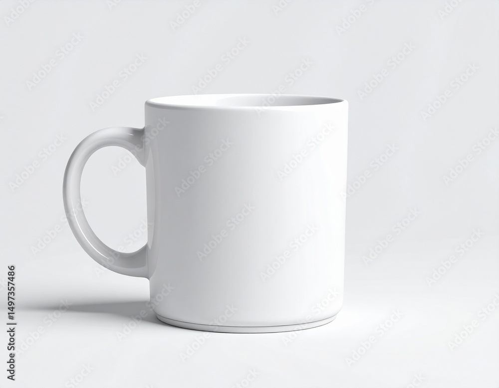 Fototapeta premium A simple ceramic mug on a smooth background sparks creative design and personalization ideas.