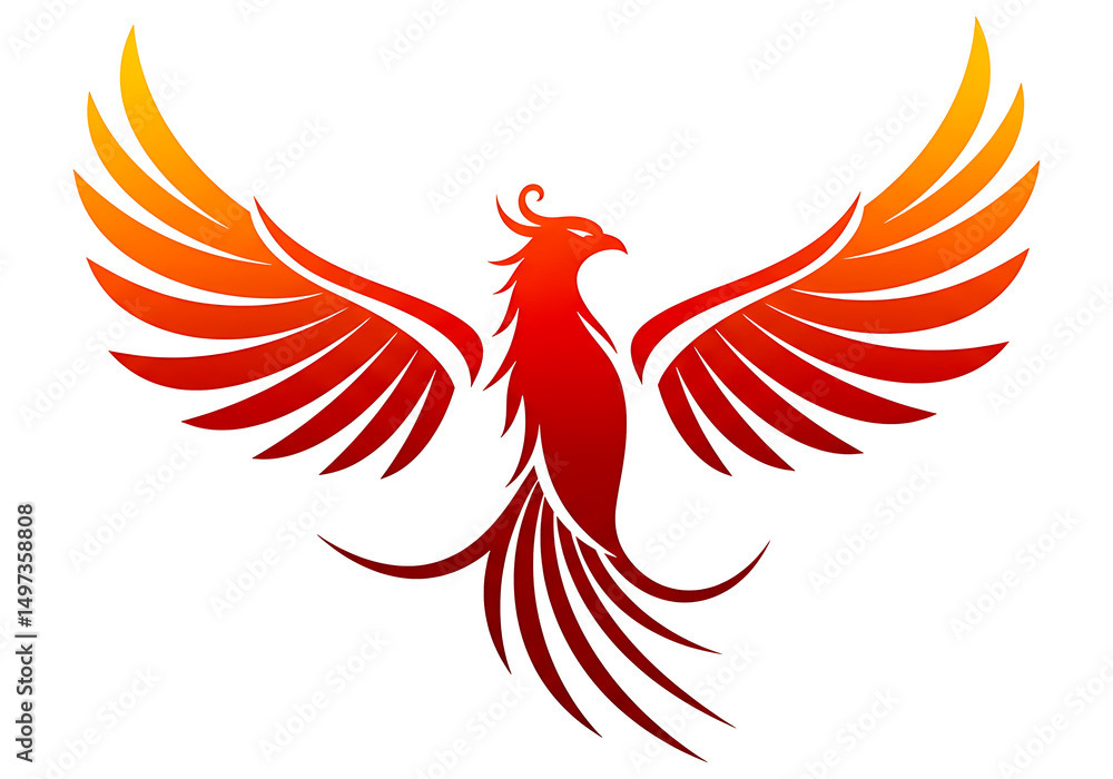 Fototapeta premium Majestic Fiery Phoenix Illustration Symbolizing Rebirth and Strength