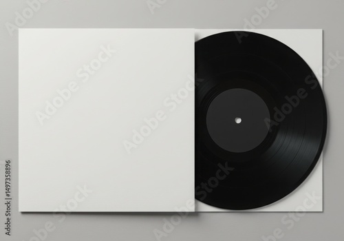 Vinyl record mockup on gray background for album cover design and music promotion