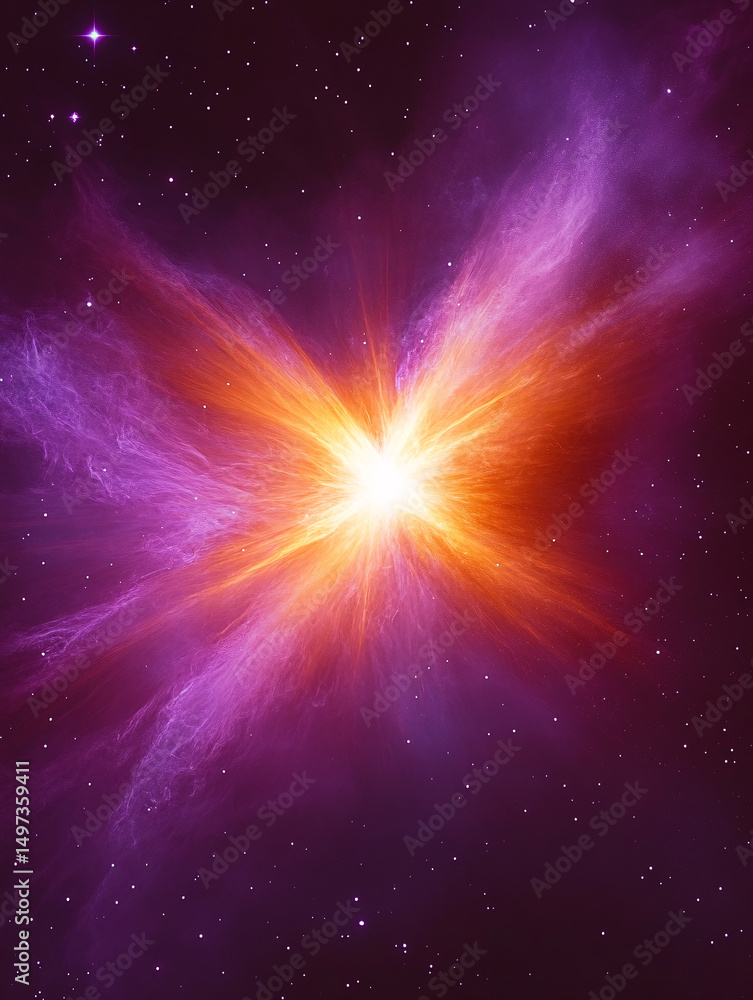 Fototapeta premium Celestial Symphony: An artistic rendering unveils a radiant supernova explosion.