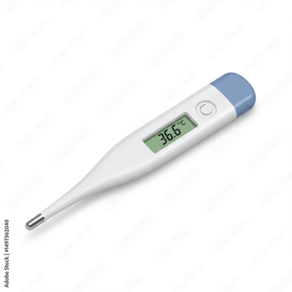 Digital thermometer displaying temperature of 36.6 degrees Celsius Digital thermometer displaying temperature of 36.6 degrees Celsius