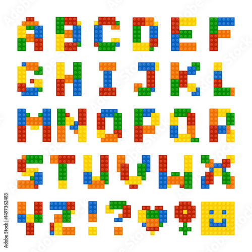 Colorful building blocks toy alphabet shape clip art