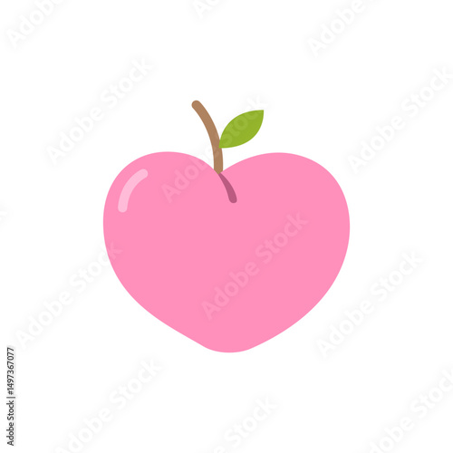 Stylized peach fruit illustration with glossy effect and translucent background