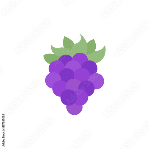 Vibrant purple grapes illustration with foliage for diverse design projects