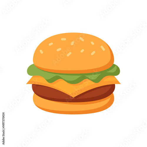 Vector illustration of a burger on a white background. Food theme icon with flat style