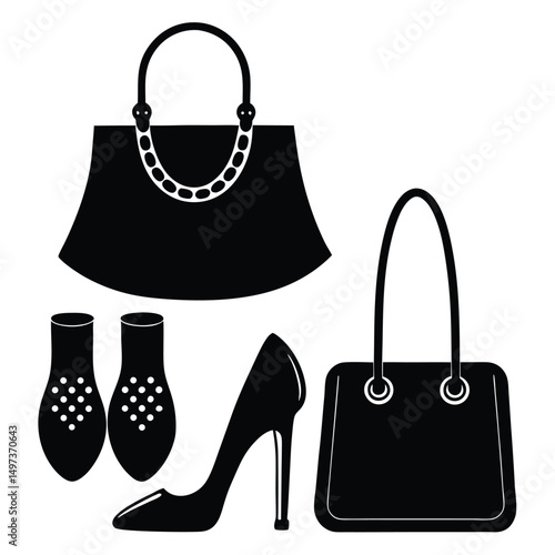 Fashion Designer element isolated high-fashion accessories on white background
