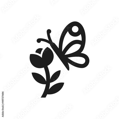 Simple Butterfly Flower Icon