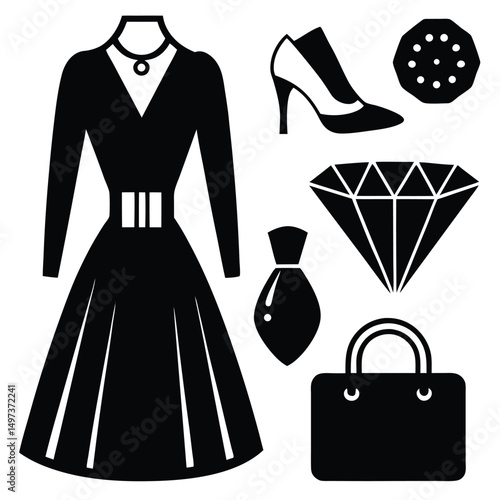 fashion designer element isolated luxury fashion on white background