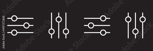 Filter setting icon set, Digital Management collection of filters arrange list, Filter control setting vectors isolated on transparent background