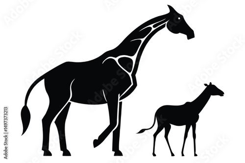 Vector illustration of a wild black horse silhouette with flowing mane and tail, isolated on white, suitable for farm or nature designs