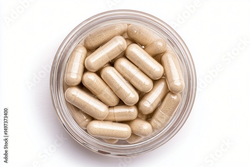 Wallpaper Mural Close-up of Ginseng Capsules in jar isolated on white background Torontodigital.ca